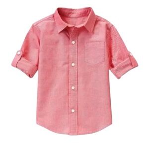 Janie and Jack Pink Roll Cuff Oxford Dress Shirt Button Up Toddler Boy 2T NWT